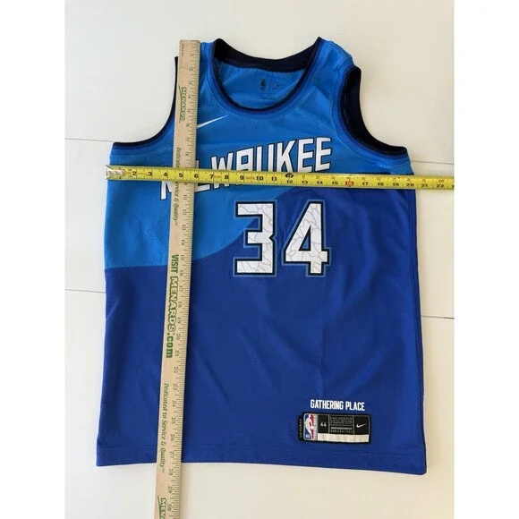 mens nike milwaukee bucks Swingman Screen Print size M 44 (CN1743 408) Giannis - Picture 5 of 8